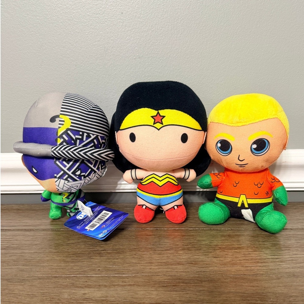 DC Comics Justice League Plush Bundle Wonder Woman Aquaman Riddler 7 Inch Toy‎